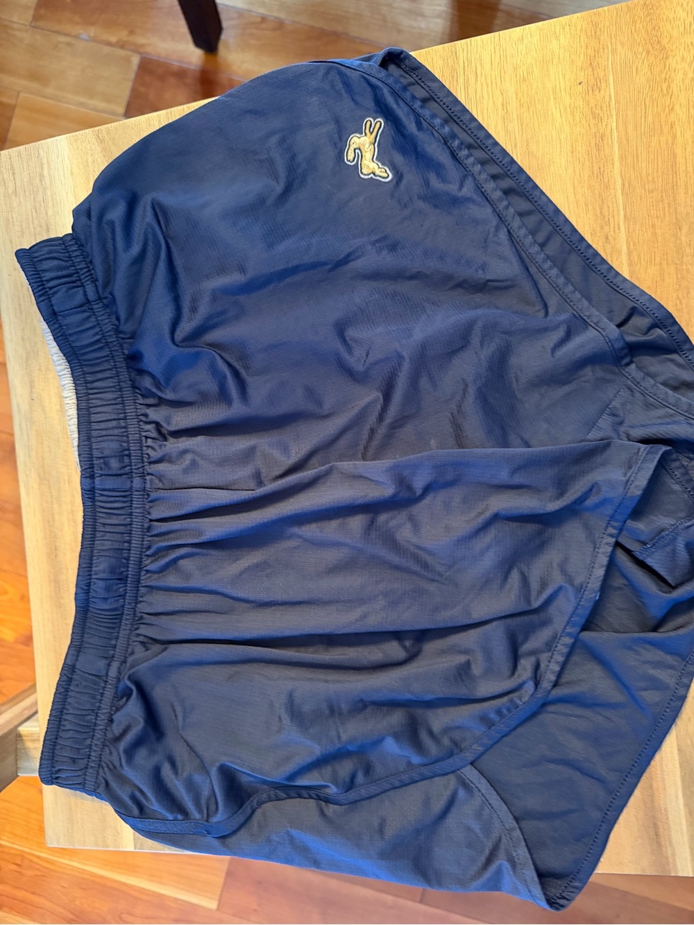 Tracksmith Navy Athletic Shorts with Yellow Logo